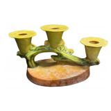 K6 - Two Roseville Wincraft Triple Candle Holders