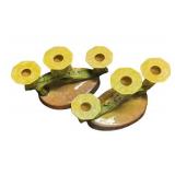K6 - Two Roseville Wincraft Triple Candle Holders