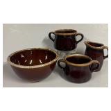 K6 - Vintage McCoy Brown Drip Glaze Pottery Bowl, Pitcher & Soup Mugs