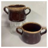 K6 - Vintage McCoy Brown Drip Glaze Pottery Bowl, Pitcher & Soup Mugs