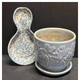 H5 - Vintage Red Wing Spoon Rest & McCoy Butterfly Flower Pot