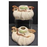 H5 - Vintage Roseville Pottery Ming Tree Candle Holders