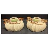 H5 - Vintage Roseville Pottery Ming Tree Candle Holders