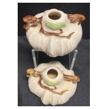 H5 - Vintage Roseville Pottery Ming Tree Candle Holders