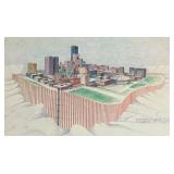 S - "Minneapolis With Snow Fence" Signed Unframed Print by M. Volker