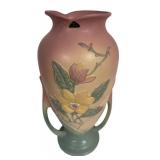 W - Vintage Hull Art Pottery Magnolia Vase 16 in Pink & Blue Matte Glaze