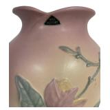 W - Vintage Hull Art Pottery Magnolia Vase 16 in Pink & Blue Matte Glaze