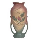 W - Vintage Hull Art Pottery Magnolia Vase 16 in Pink & Blue Matte Glaze