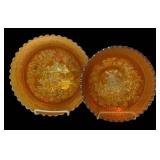 E4 - Antique Imperial Glass Windmill Marigold Carnival Glass Footed Bowls (Lot of 2)