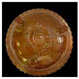 E4 - Antique Imperial Glass Windmill Marigold Carnival Glass Footed Bowls (Lot of 2)
