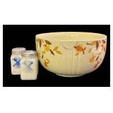 E4 - Vintage Hall Autumn Leaf 6 in Radiance Bowl & McKee Milk Glass Shakers