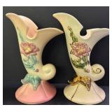 E3 - Vintage Hull Woodland Cornucopia Vases (Lot of 2)