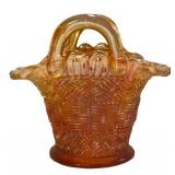 C4 - Vintage Fenton & Dugan Marigold Carnival Glass Basket, Vase & Bonbon Dish
