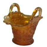 C4 - Vintage Fenton & Dugan Marigold Carnival Glass Basket, Vase & Bonbon Dish