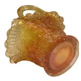 C4 - Vintage Fenton & Dugan Marigold Carnival Glass Basket, Vase & Bonbon Dish