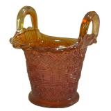 C4 - Vintage Fenton & Dugan Marigold Carnival Glass Basket, Vase & Bonbon Dish