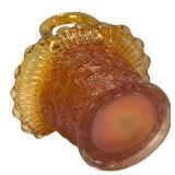 C4 - Vintage Fenton & Dugan Marigold Carnival Glass Basket, Vase & Bonbon Dish