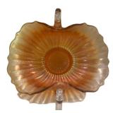 C4 - Vintage Fenton & Dugan Marigold Carnival Glass Basket, Vase & Bonbon Dish