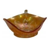 C4 - Vintage Fenton & Dugan Marigold Carnival Glass Basket, Vase & Bonbon Dish