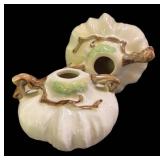 C3 - Pair of Vintage Roseville Pottery Ming Tree Candle Holders