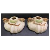 C3 - Pair of Vintage Roseville Pottery Ming Tree Candle Holders