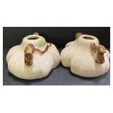 C3 - Pair of Vintage Roseville Pottery Ming Tree Candle Holders