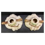 C3 - Pair of Vintage Roseville Pottery Ming Tree Candle Holders