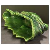 C4 - Vintage Green Ceramic Leaf Planters (Set of 2)