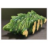 C4 - Vintage Green Ceramic Leaf Planters (Set of 2)