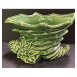 C4 - Vintage Green Ceramic Leaf Planters (Set of 2)
