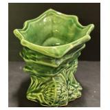 C4 - Vintage Green Ceramic Leaf Planters (Set of 2)