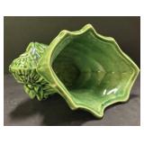 C4 - Vintage Green Ceramic Leaf Planters (Set of 2)