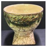 C4 - Vintage McCoy Planter Trio - Grecian Line Pedestal & Basketweave Planters