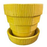 C4 - Vintage McCoy Planter Trio - Grecian Line Pedestal & Basketweave Planters