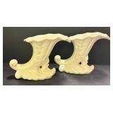 D1 - Vintage Red Wing Pottery Double Candle Holder & Cornucopia Vases (Lot of 3)