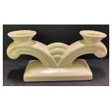 D1 - Vintage Red Wing Pottery Double Candle Holder & Cornucopia Vases (Lot of 3)