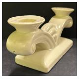 D1 - Vintage Red Wing Pottery Double Candle Holder & Cornucopia Vases (Lot of 3)
