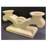 D1 - Vintage Red Wing Pottery Double Candle Holder & Cornucopia Vases (Lot of 3)