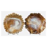 D1 - Vintage Imperial Glass Company Caramel Slag Glass Dutch Windmill Bowls 8" Pair