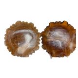 D1 - Vintage Imperial Glass Company Caramel Slag Glass Dutch Windmill Bowls 8" Pair