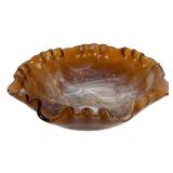 D1 - Vintage Imperial Glass Company Caramel Slag Glass Dutch Windmill Bowls 8" Pair