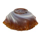 D1 - Vintage Imperial Glass Company Caramel Slag Glass Dutch Windmill Bowls 8" Pair