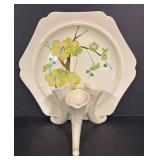 D1 - Vintage Red Wing Pottery Dynasty Plum Blossom Yellow Platter & Cornucopia Holder Mixed Lot