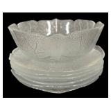 D2 - Vintage Arcoroc Aspen Clear Glass Bowls & Luncheon Plates