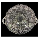 D2 - Vintage Cambridge Glass Rose Point Serving Platter With Handles