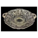D2 - Vintage Cambridge Glass Rose Point Serving Platter With Handles