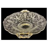 D2 - Vintage Cambridge Glass Rose Point Serving Platter With Handles