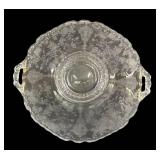 D2 - Vintage Cambridge Glass Rose Point Serving Platter With Handles
