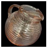 D2 - Vintage Pink Anchor Hocking Manhattan Tilted Ball Pitcher