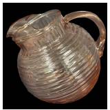 D2 - Vintage Pink Anchor Hocking Manhattan Tilted Ball Pitcher